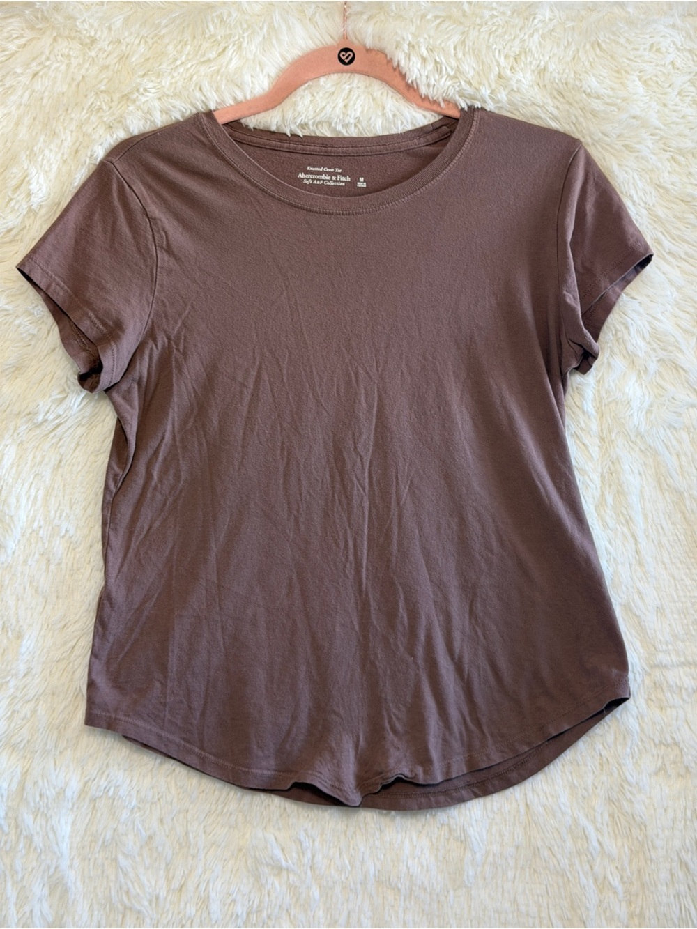Abercrombie & Fitch Womens Knotted Crew Tee M Brown Cotton Soft Neutral Layers